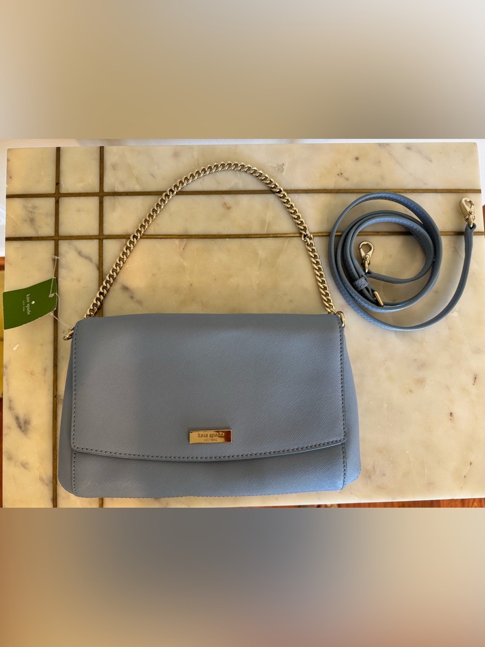 NWT kate spade Blue Leather Crossbody/Shoulder Bag with detachable leather strap - Picture 3 of 16